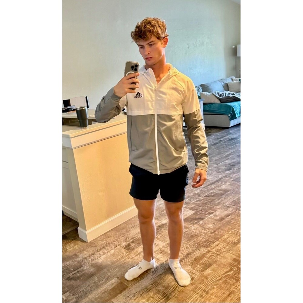 Adidas Vintage Super Rare Jacket Windbreaker Gray White Small